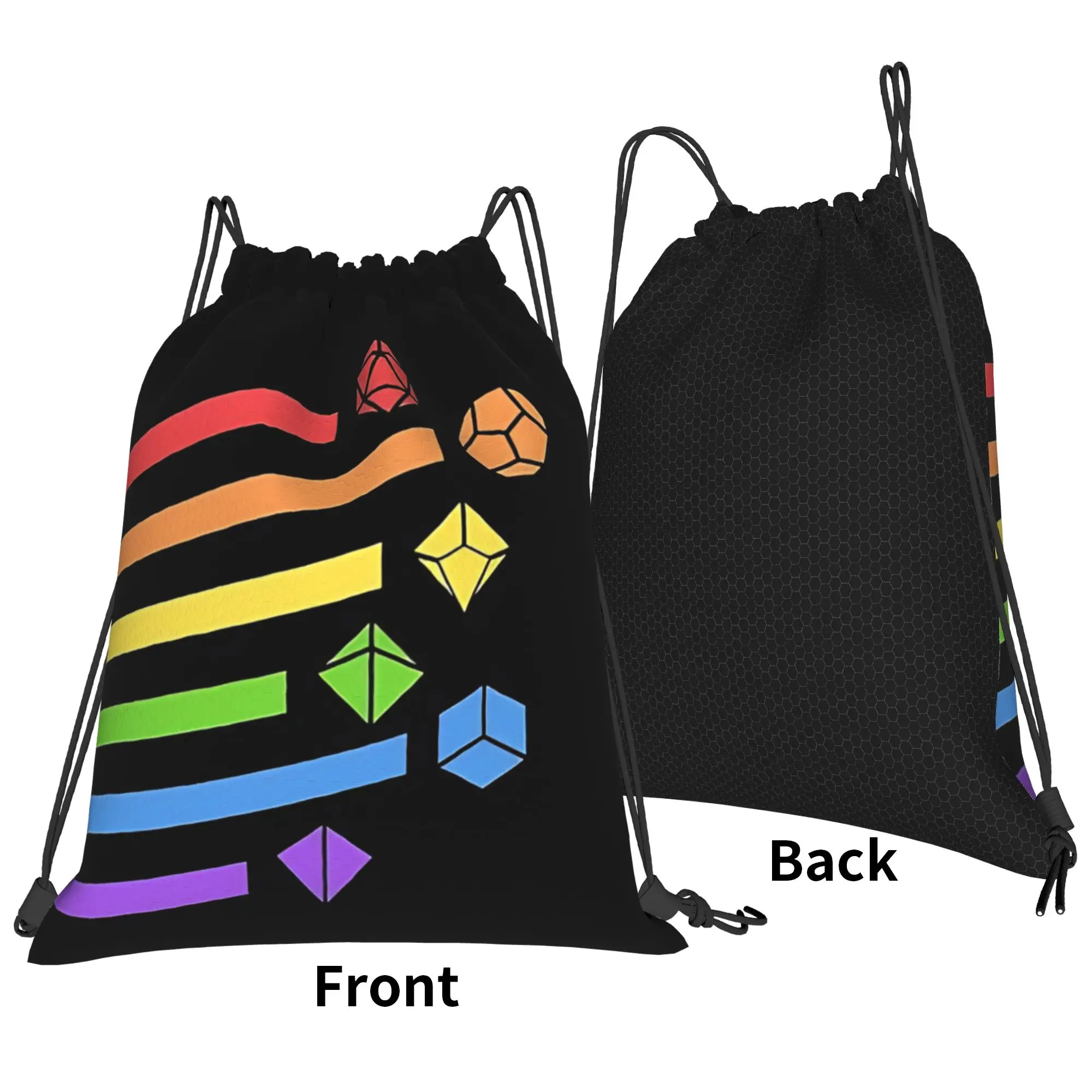 DND Rainbow Dice Portable Hiking Riding Gym Drawstring Storage Sporty Backpacks