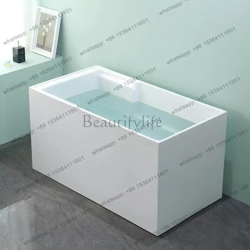 

Acrylic bathtub household small apartment seamless integrated rectangular freestanding