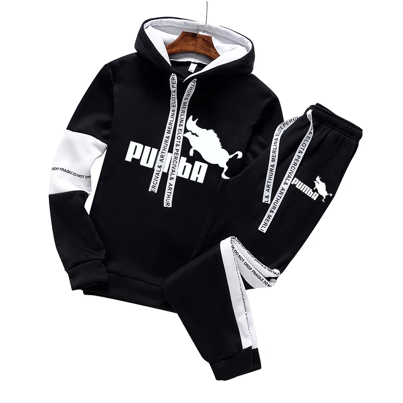 Men's Fashion Luxury Sweatshirt Tracksuit Sport Casual Hoodies+Sweatpants Sets Outfits Jogger Brand Pullover Streetwear Suits