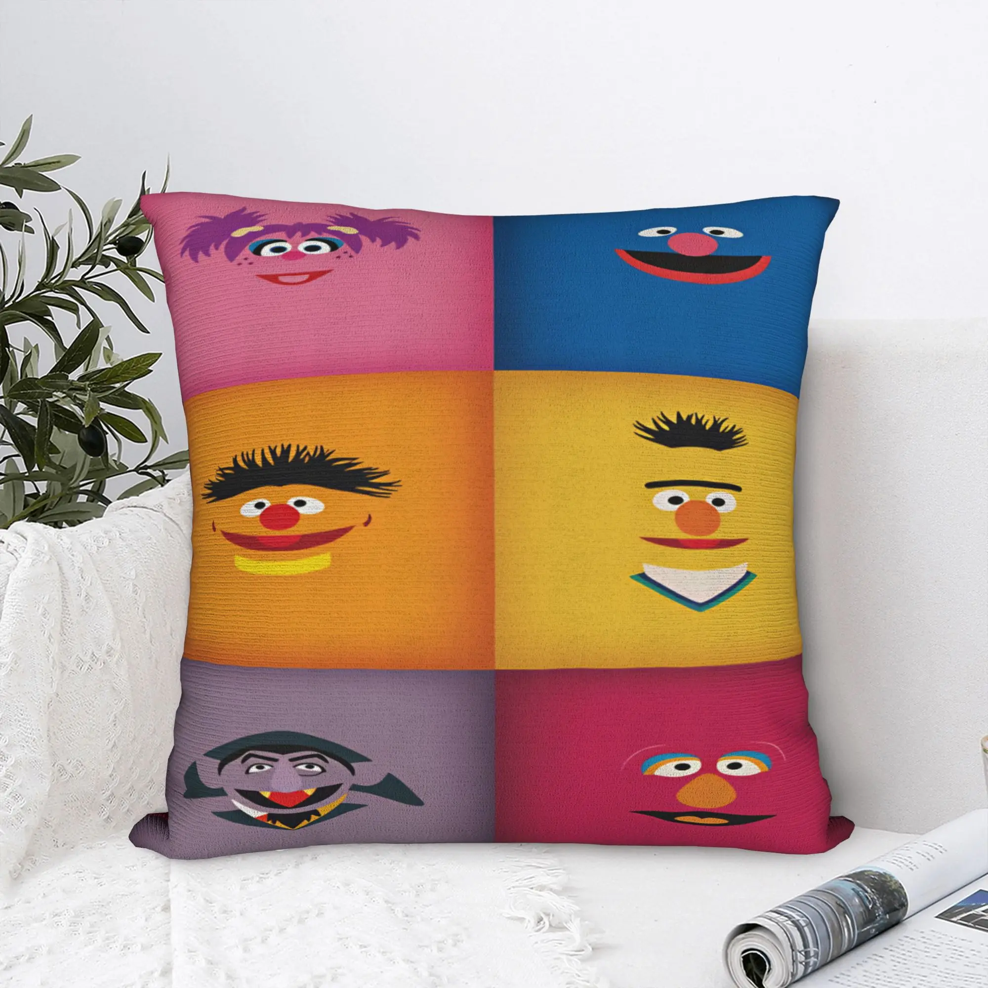 Sesames Streets Pillow Cover Elmo Anime Monster  Design Cushion Cover Funny Pillow Case For Living Room Sofa