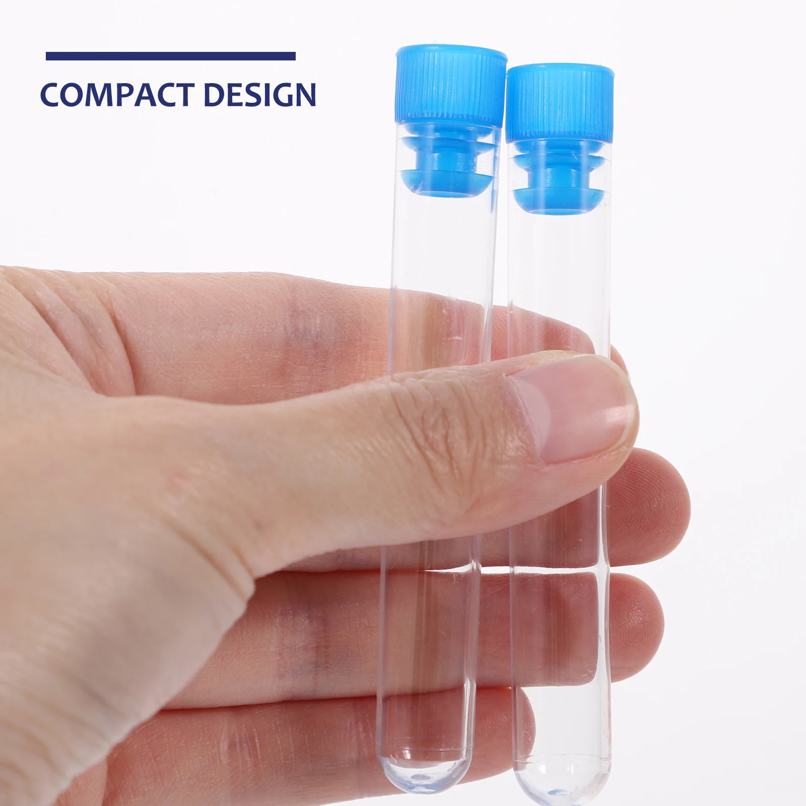 

50 Pcs Plastic Test Tube Clear Tubes Small with Caps Lids Laboratory