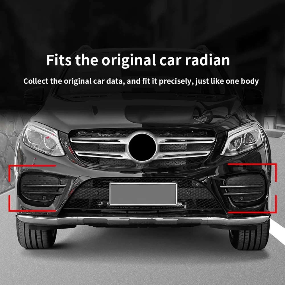 1Pair Front Bumper Fog Lamp Air Knife Trim Cover For Mercedes Benz GLE GLS W166 X166 2015-2019 Chrome Splitter Grille B Parts