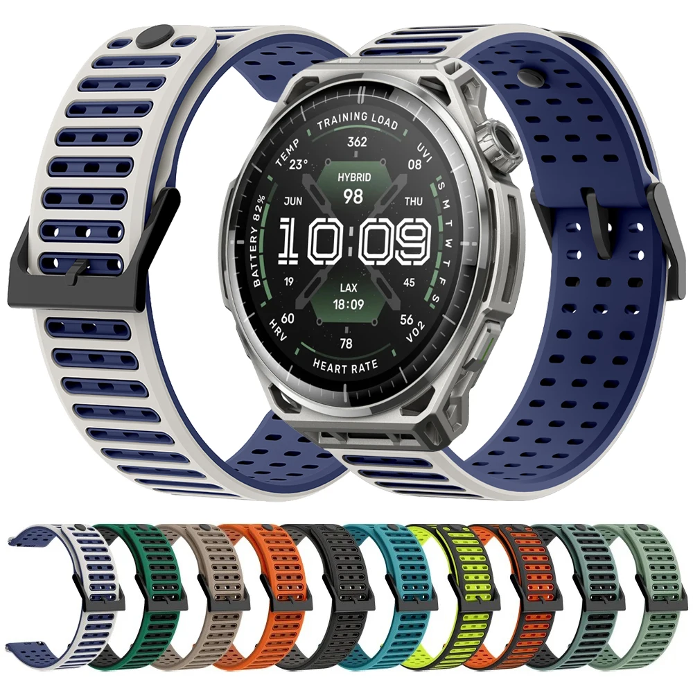 22mm Two-Tone Breathable Sports Silicone Strap For Amazfit Balance 3 2 Watch Band For Balance Ultra/Cheetah 2 Ultra Bracelet