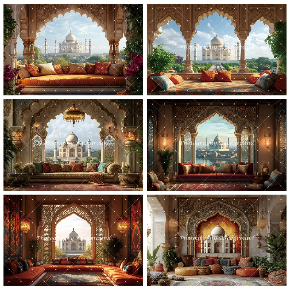 

Moroccan Medieval Palace Photography Backdrop Mosque Temple Arabic Religious Architecture Cultural Travel Photo Background Props