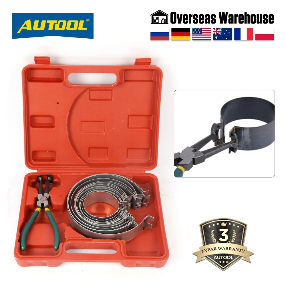 AUTOOL 62-140mm Morsetto di fissaggio Cilindro Installazione Pistone Anello Compressore Moto Pinza universale Kit di strumenti di riparazione