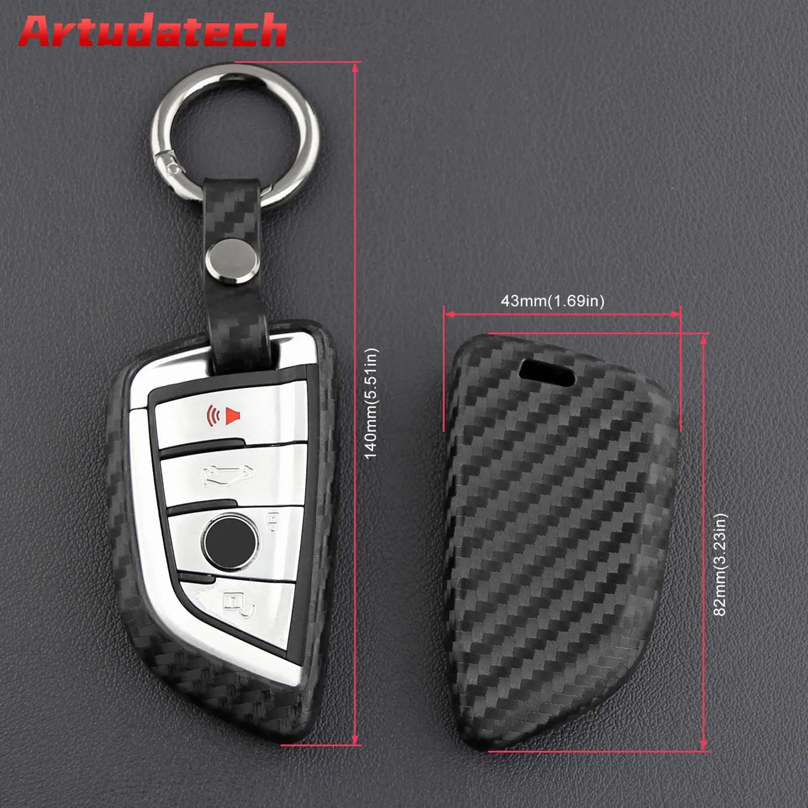 

Artudatech Leather Silicone Car Key Case Cover With Buckle For BMW No Key Included