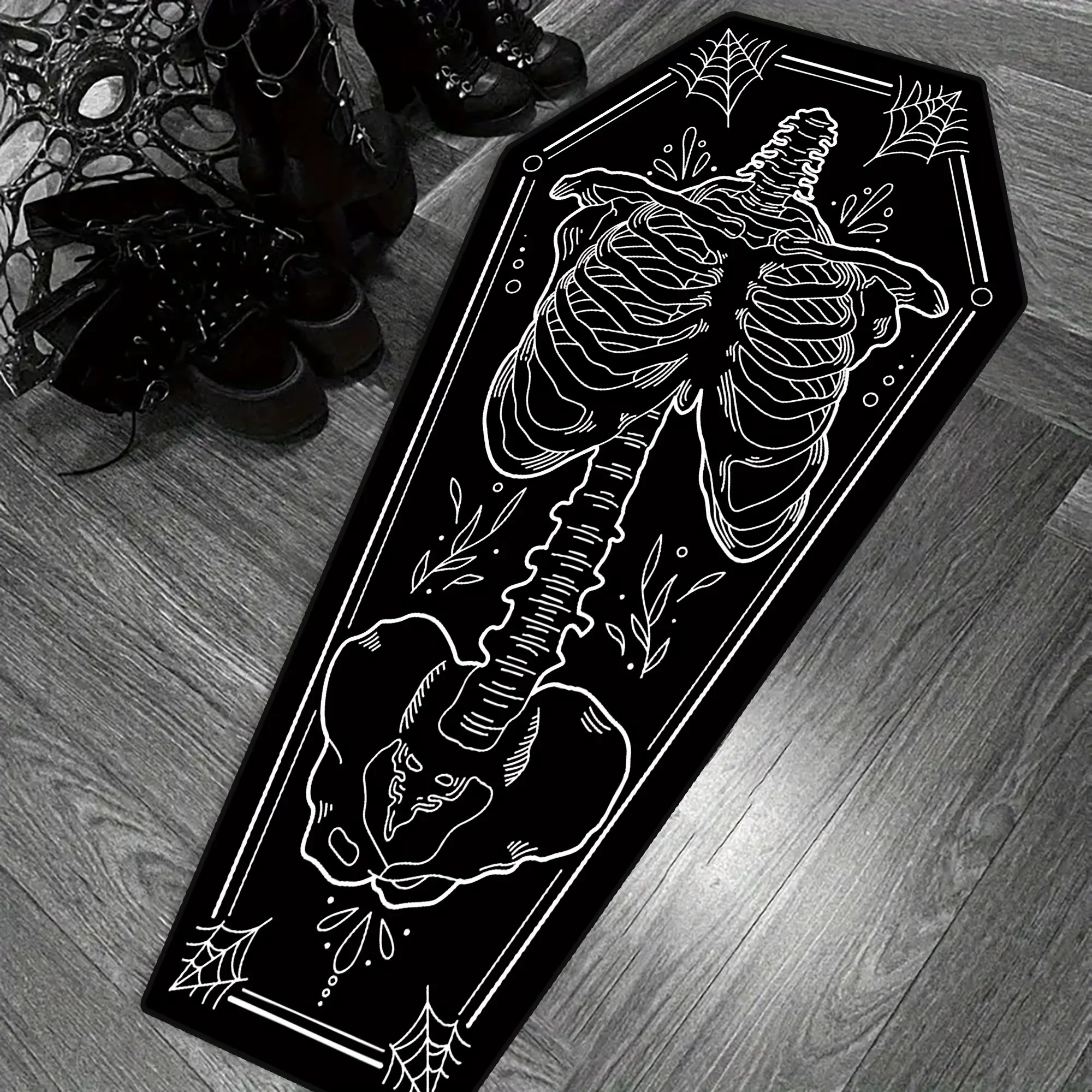 Vikama Gothic Sarg Form Teppich Menschliches Skelett Muster Weiche Nachttisch Teppiche Wohnzimmer Schlafzimmer Teppich Halloween Party Dekoration
