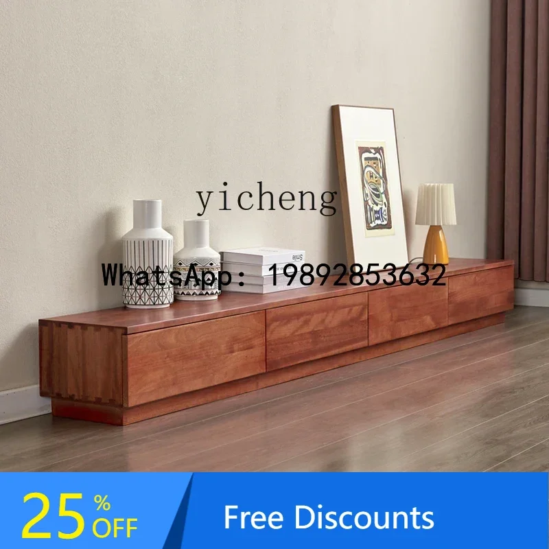 

walnut TV cabinet floor minimalist combination cabinet walnut log new video storage cabinet