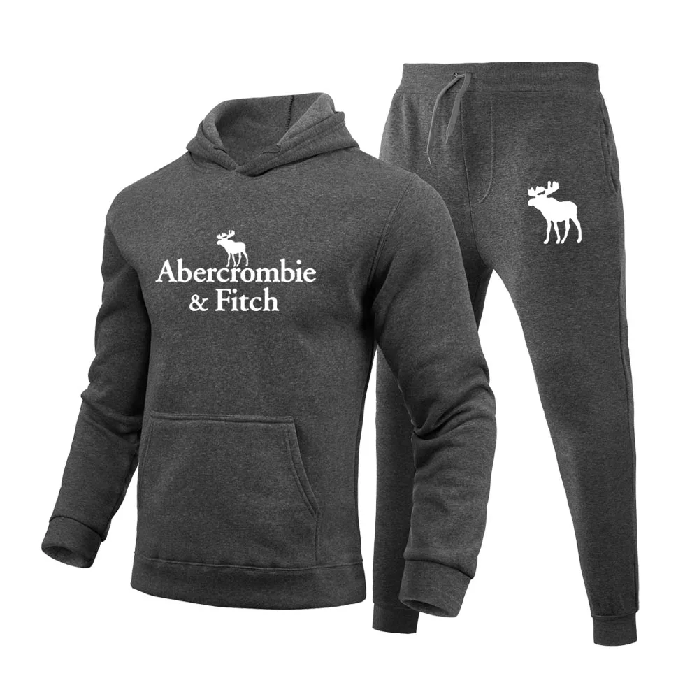 Abercrombie Fitch Tracksuit Hooded Sweatshirt + Pants Suit Casual Jogging Pullovers Men Women Sport Trousers Outfits