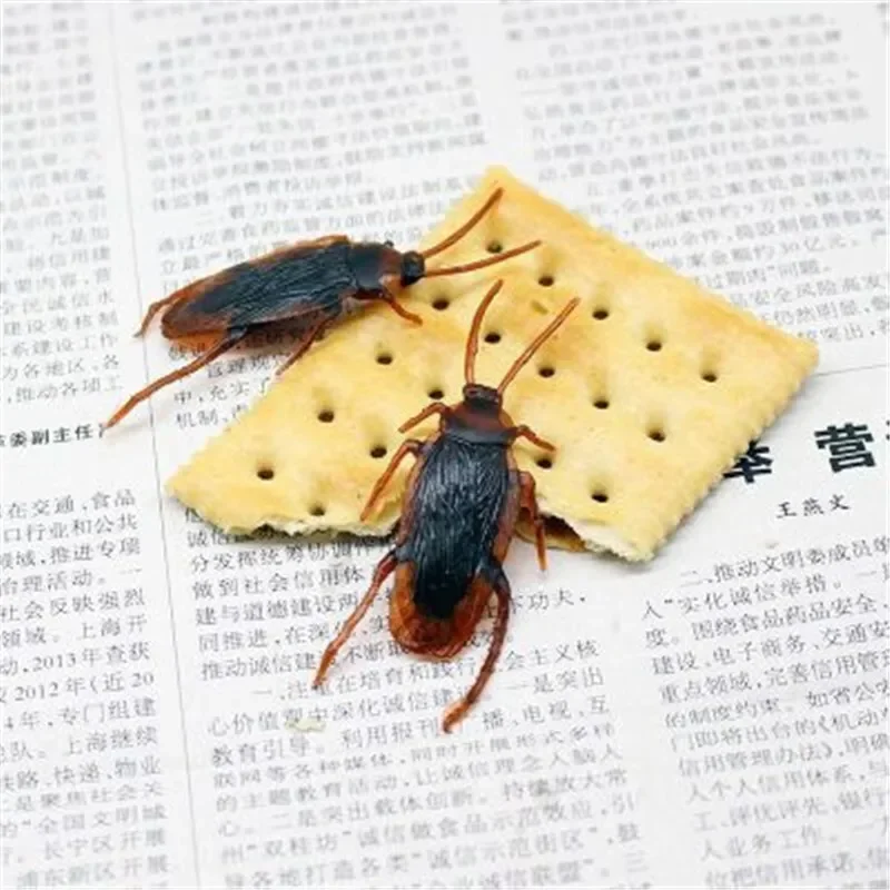 10pcs/lot  Special Lifelike Model Simulation Fake Rubber Cock Cockroach Roach Bug Roaches Toy Prank Funny Trick Joke Toys