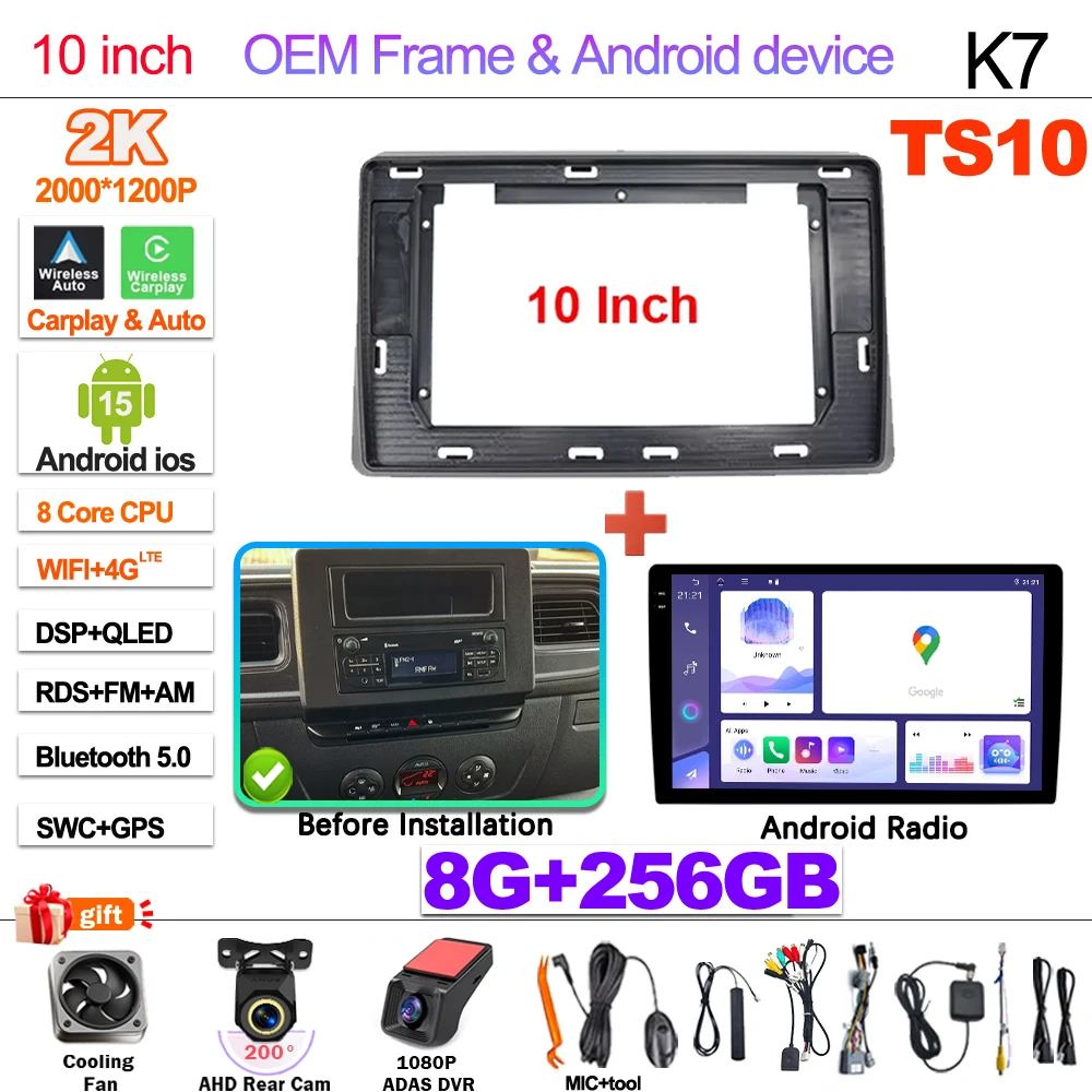 Android 16 autoradio Carplay Auto voor Renault Master 2019 2020 2021 2022 Navigatie DVD Videospeler DSP Stereo 360 Camera WIFI