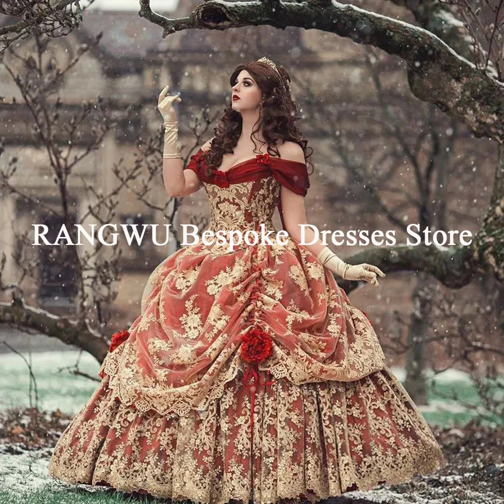 Circus Ball Gown Wedding Dresses Gothic Victorian Holiday Red Champagne Bridal Gown Girl Masquerade Party Gowns Customized