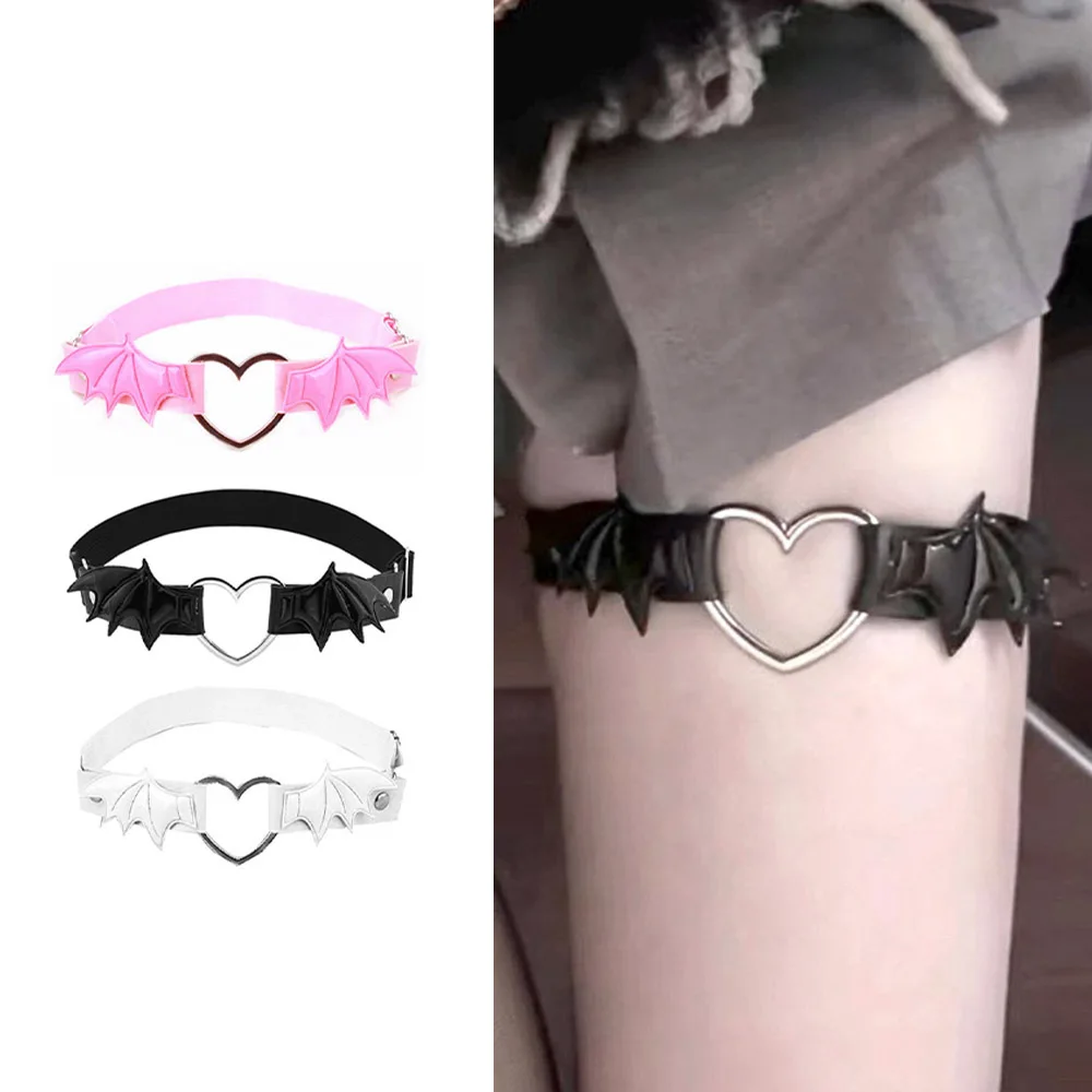 

Sexy Girl Goth Vampire Heart Bat Thigh Garter Belts Leather Black Punk Leg Ring Loop Strap Gothic Accessories Harness Suspender