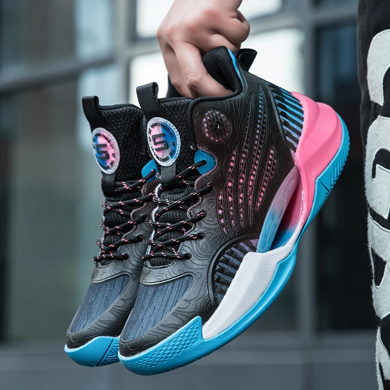 Brand Professional Men's Basketball Shoes Luminous night Basketball Sneakers Anti-skid High-top Couple Mesh Man Basketball Boots