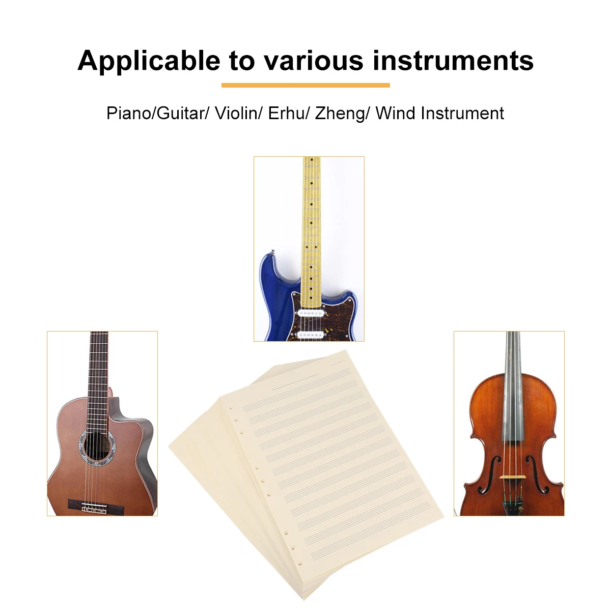 

100SheetsFiveLineMusicManuscriptRefillNotebooksBlankLooseLeafPaperforMusicians2mmLineSpacingEasyEraseNoBreakBeginnerGift