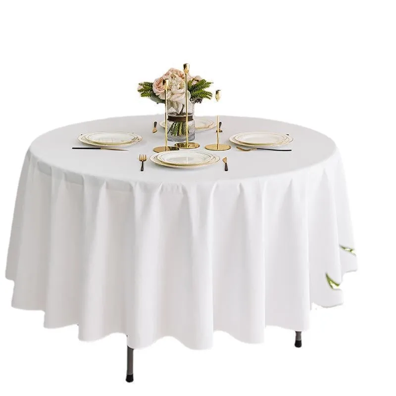Home-use Polyester Rectangular White Tablecloth, Banquet Table Cover, Wedding Party Table Decor, Pure Color Brushed Durable
