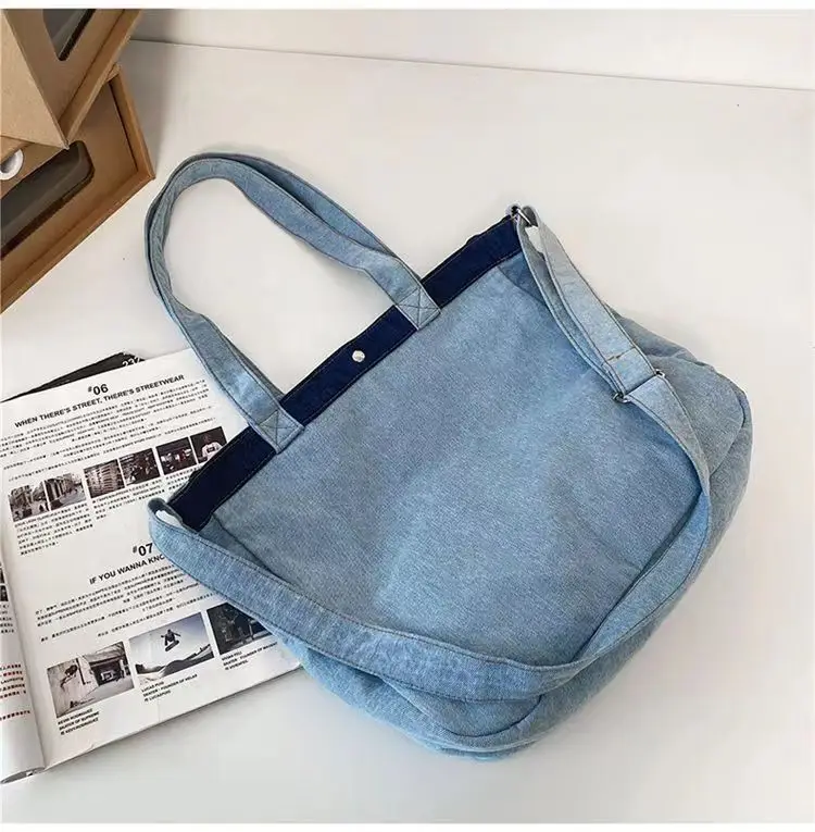 Bolso de lona de gran capacidad, bolsa de estilo Vintage, Unisex, paquetes de tela vaquera de retales, bolsos cruzados para estudiantes escolares