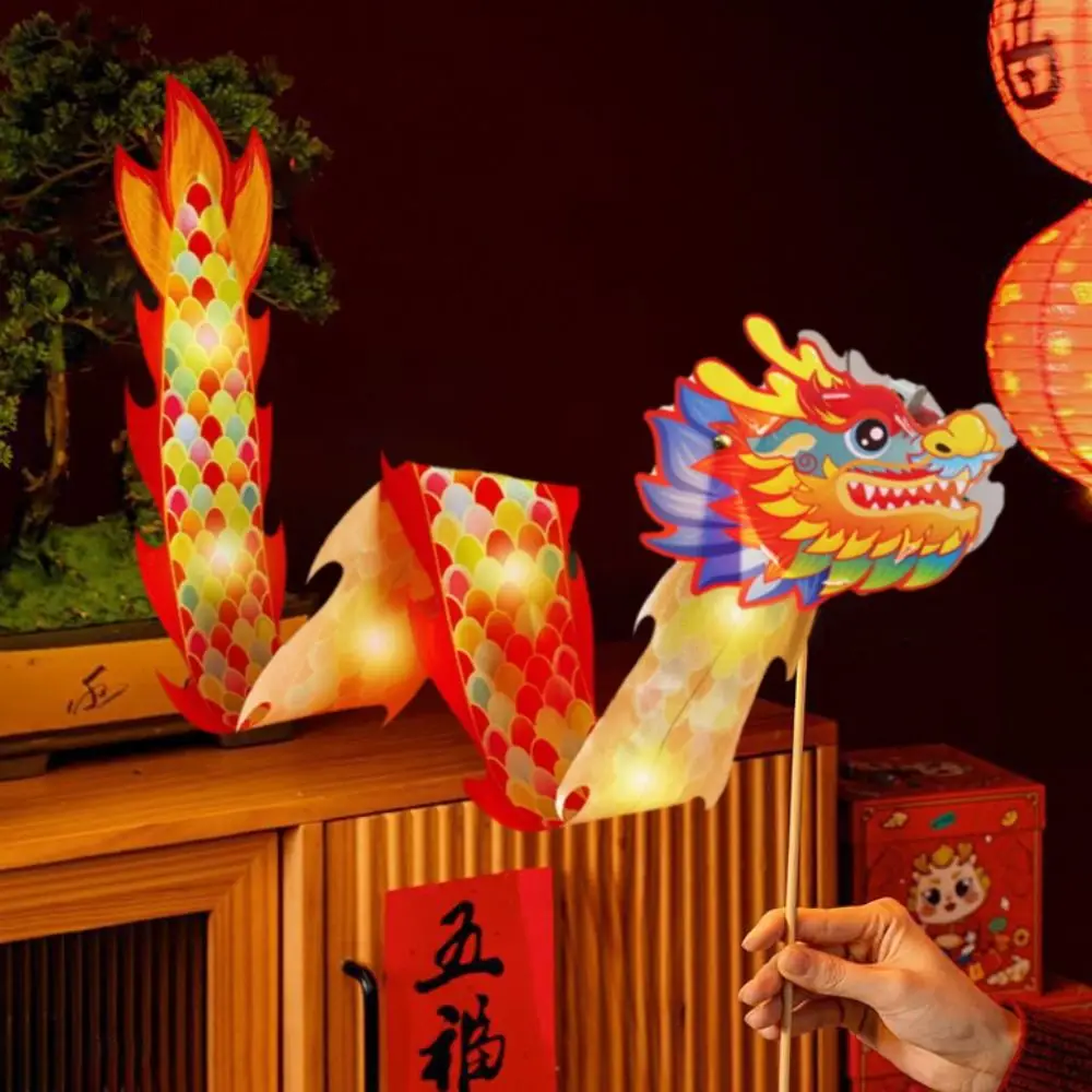 

Luminous Mid-Autumn Dragon Dance Lantern Fluttering Paper Chinese Traditional Dragon Lamp DIY Handmade Handheld Lantern