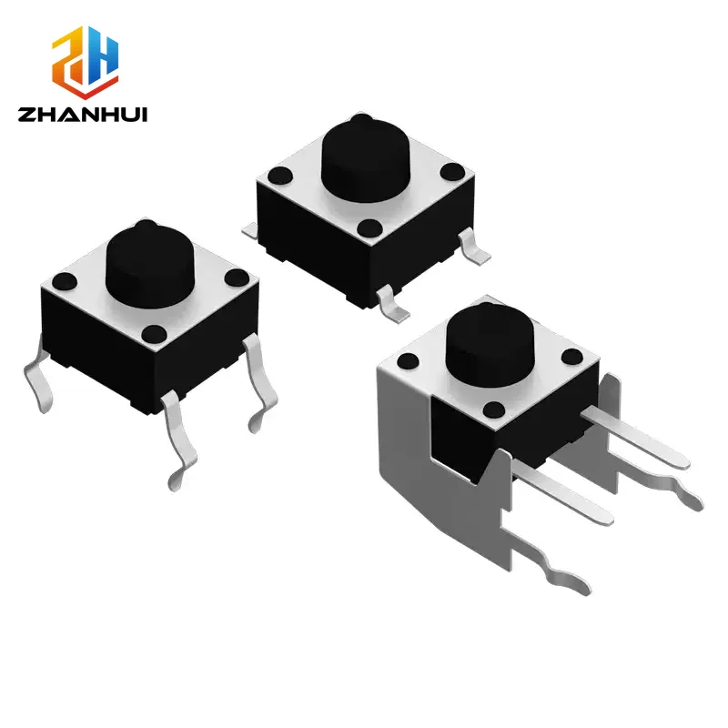 20Pcs 6x6mm DIP Tactile Switch Push Button - 4.3-10mm Height, 2/4 Pin Horizontal Bracket Micro Switch for PCB