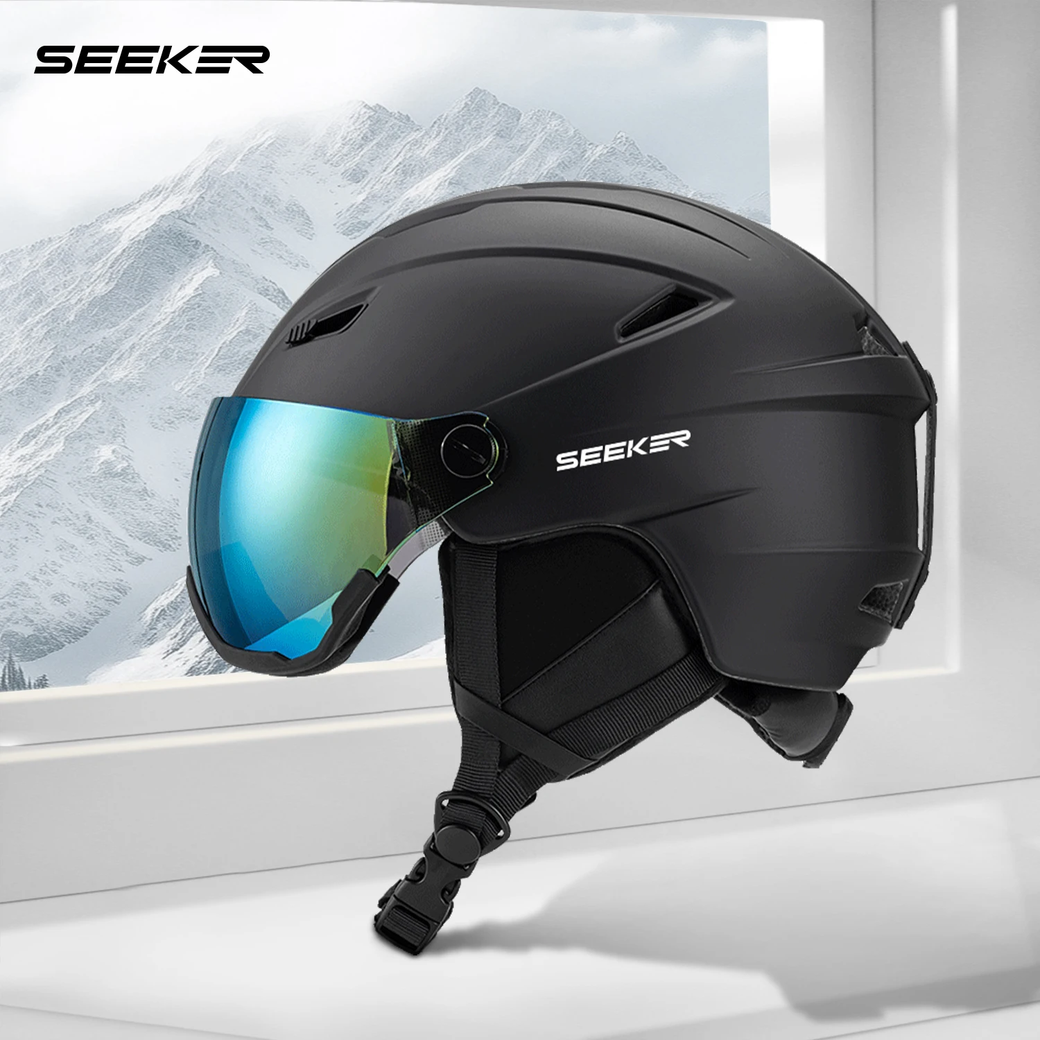 UMUSEEKER Ski Helmet Lens Integrated Anti-Fall And Anti-Impact Adult And Youth Snowboard And Double Board Ski Helmet Snow Helmet