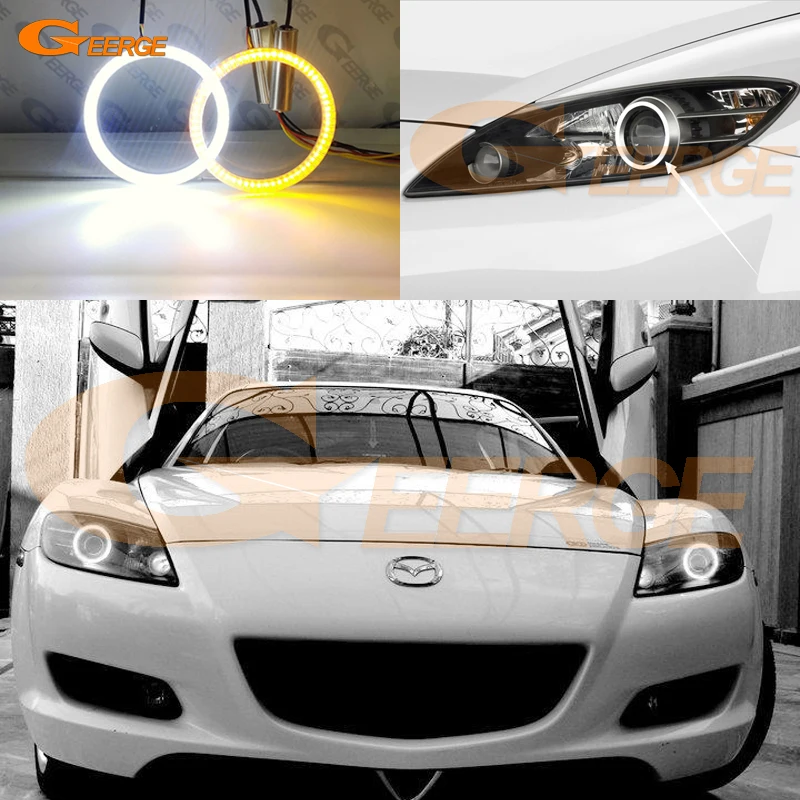 

Для Mazda RX8 RX-8 RX 8 2003 2004 2005 2006 2007 2008 ультра яркий A/W Switchback DRL указатель поворота светодиодный комплект ангельских глаз Halo Rings