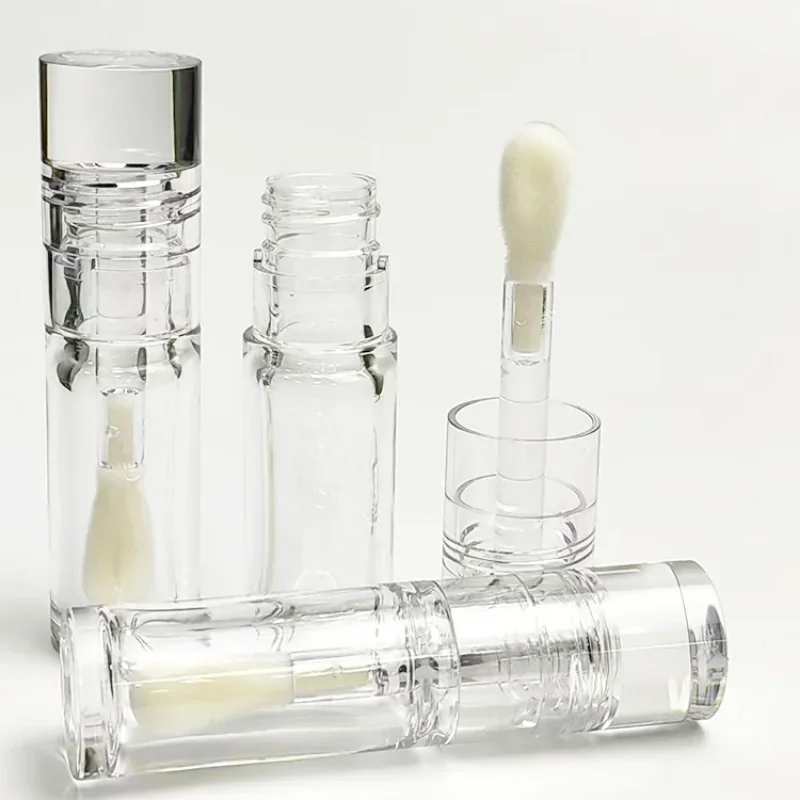 5.5ml Empty Lipgloss Tubes PET Big Brush Rod Round Cosmetic Tube Clear Lip Balm Bottle Refillable Gloss Containers Wholesale