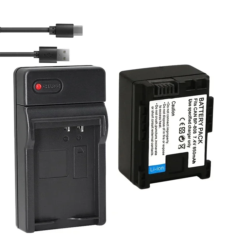 BP-808 BP 808 BP808 Camera Rechargeable Batterie + LCD USB Charger for Canon BP 827 809 819 HFS30 HFM41 HFM400 FS300 FS1