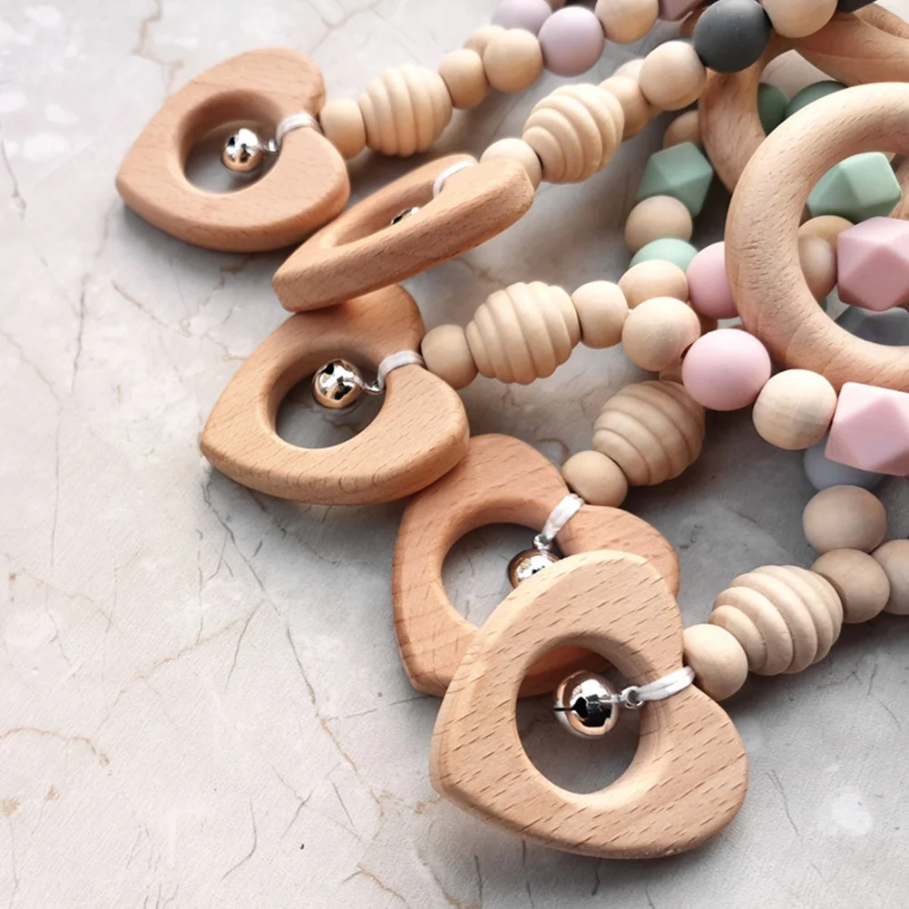

Baby Teether Wooden Silicone Bead Pendant Molar Chain Infant Toddler Newborn Educational Bite Molar Stick