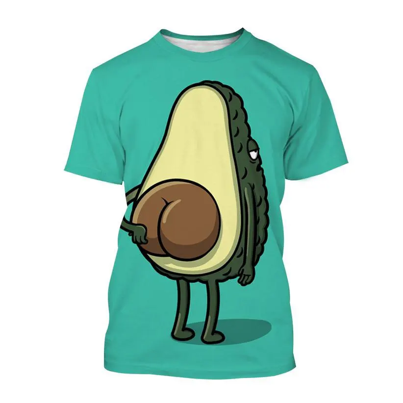 Fashion New Funny Cartoon Avocado graphic t shirts For Men Casual Hip Hop Harajuku Streetwear Oversized Printed Round Neck Tees