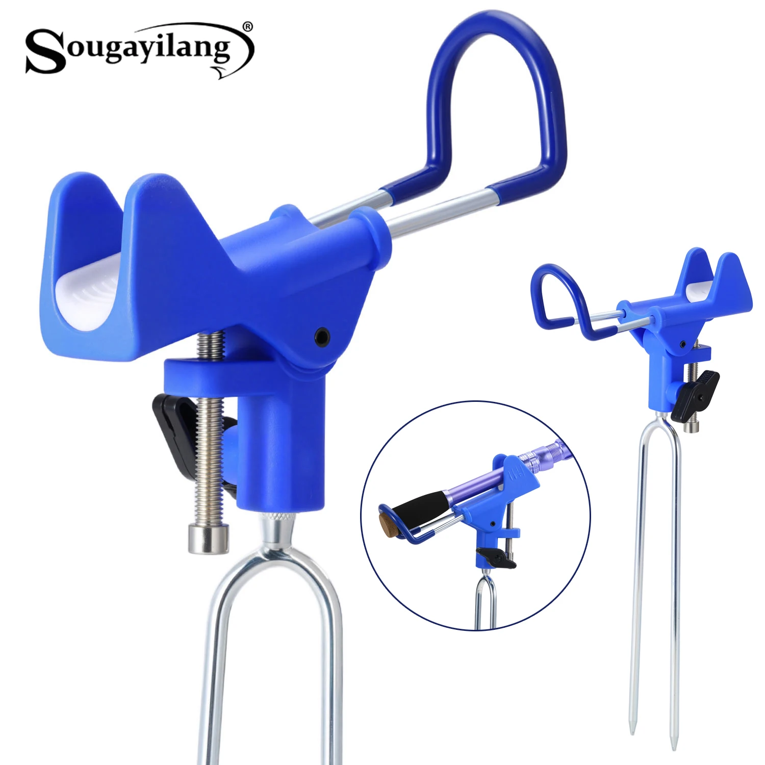 

Портативный держатель для удочки Sougayilang 360 ° Усиленный вращающийся анкер-штырь для защиты от скольжения, снасти для рыбалки на берегу и с плотин