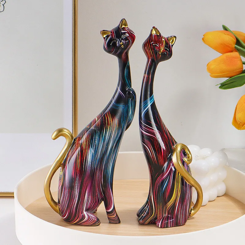 

Creative Home Painting Couple Cat Animal Decoration Modern Simplicity Hotel Living Room Valentine'S Day Gift Resin Crafts