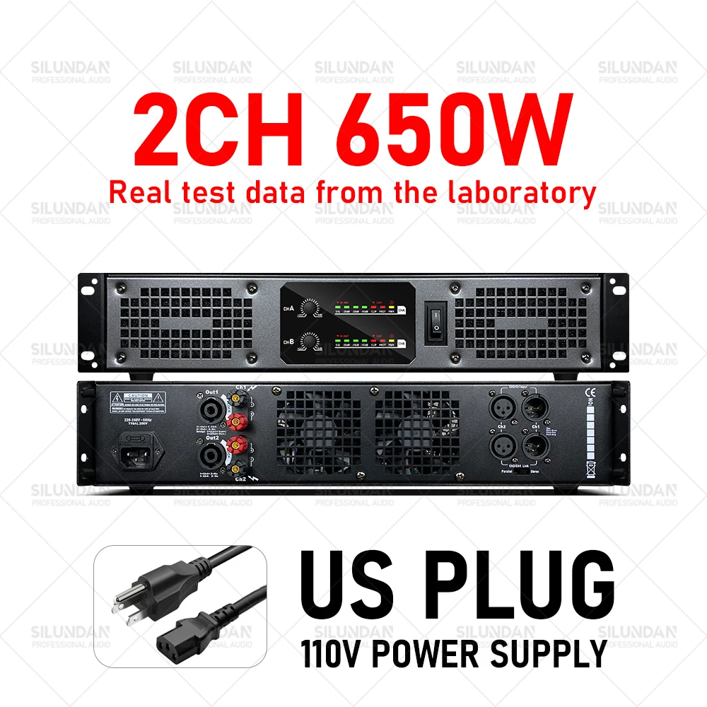 Top Professional digital power amplifier 650W 2/4 channel suitable for home KTV conference room church outdoor stage performance