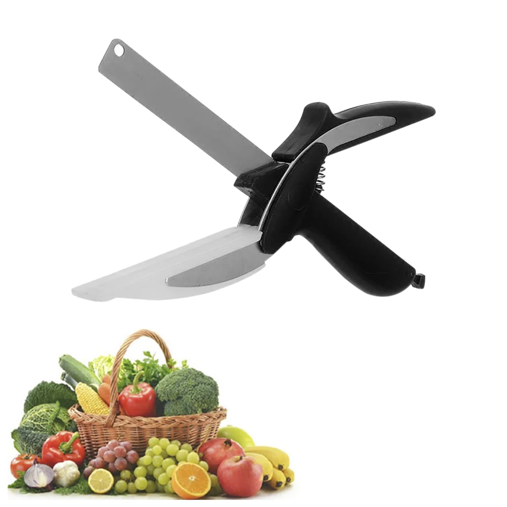 Separable Stainless Steel Barbecue Steak Cutting Shear 2-in-1 Household Vegetable Scissors Multi-functional Kitchen Fruit Knife