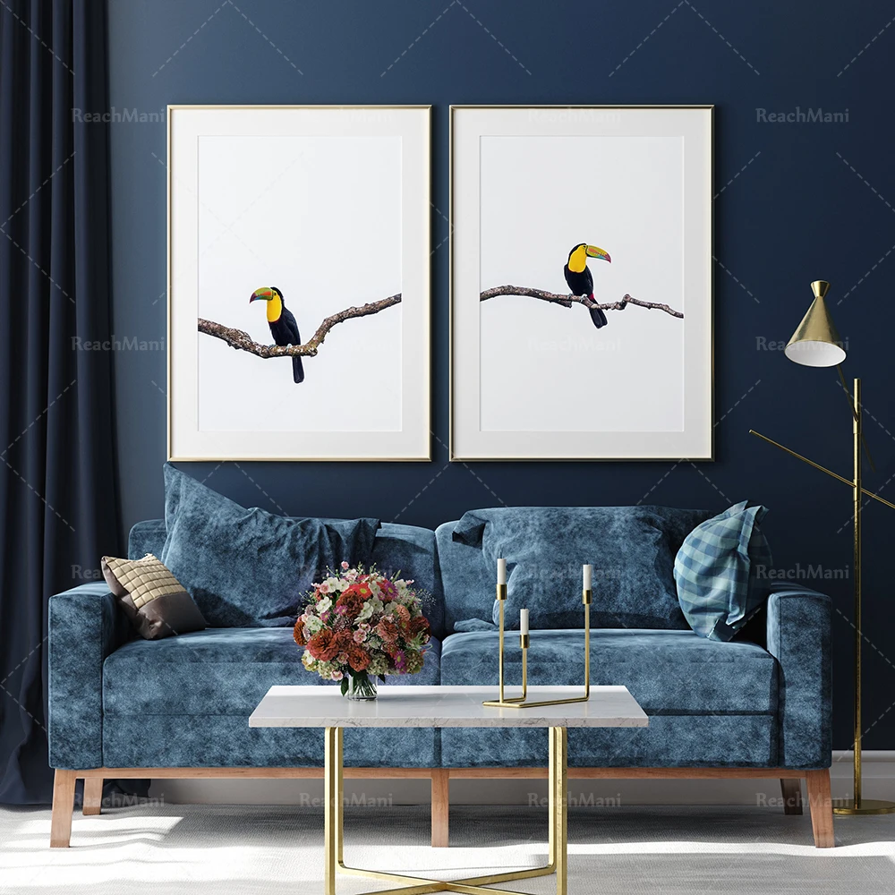 Giant mouth bird print - tropical bird printing canvas poster Nordic modern home living room painting wall decoration