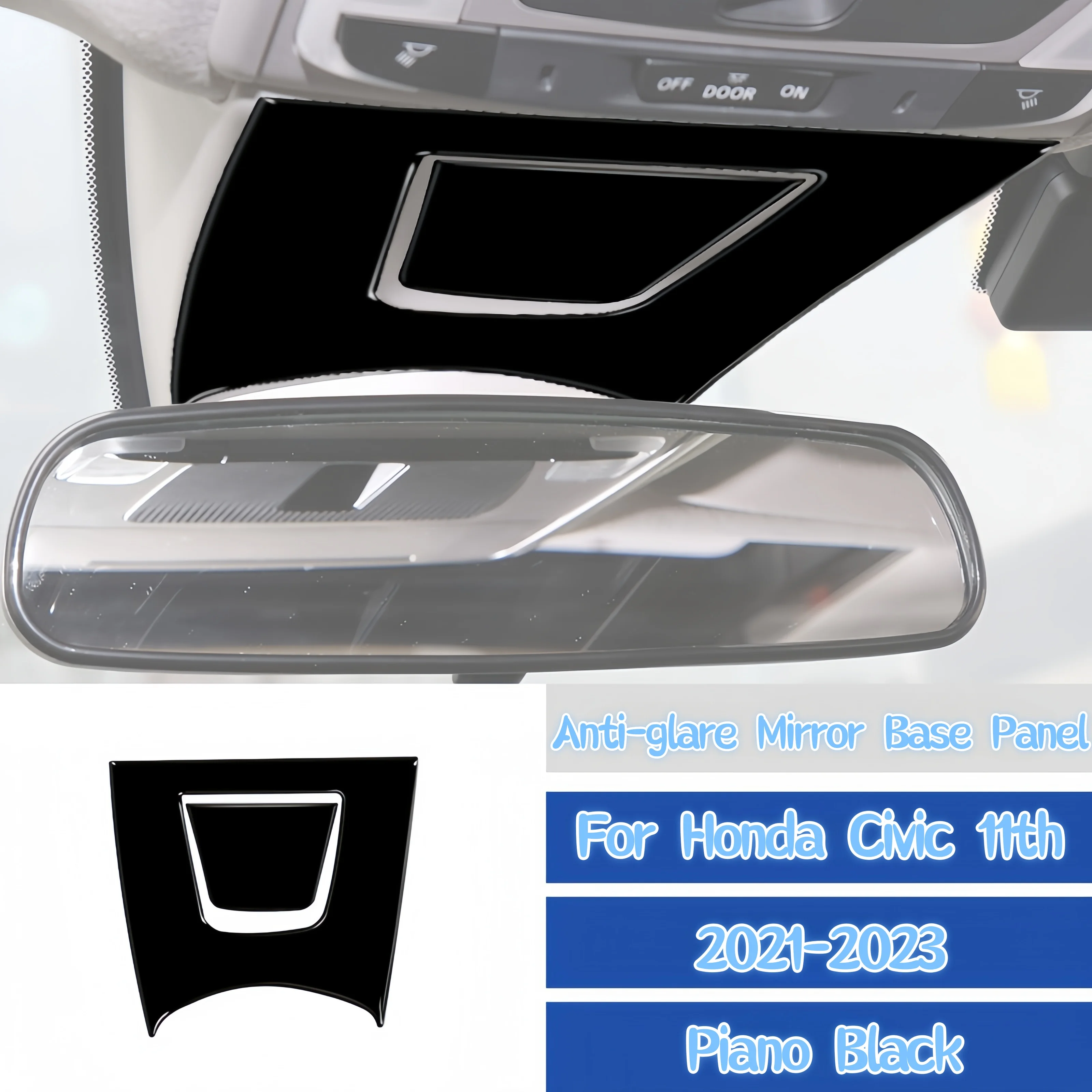 

Для Honda Civic 11th Gen 21-23 Piano Black интерьер автомобиля антибликовое зеркало базовая панель декоративная крышка отделка наклейка аксессуары