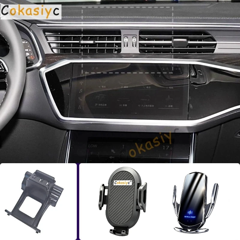 Suporte de Telefone para Carro para AUDI A6 C8 A7 2019 2020 2021 2022 2023 2024, Suporte para Celular com Carregamento Sem Fio e Base Fixa Especial