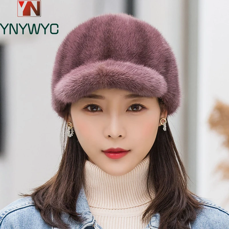 

Real Mink Fur Hat Winter Women Keep Warm 100% Genuine Mink Fur Hats Natural Quality Female Fashion Mink Fur Cap Lady Outdoor Cap