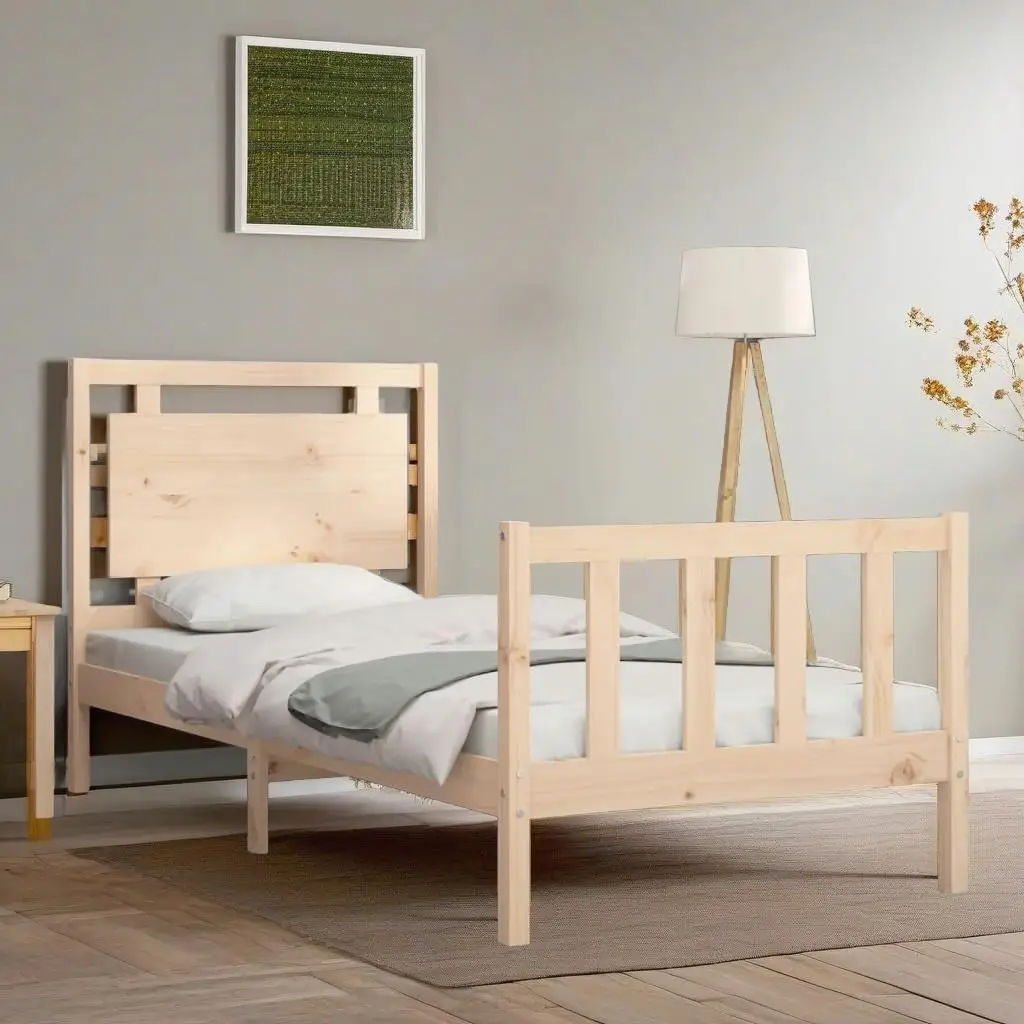 Bed Frame with Headboard 90x190 cm Single Solid Wood