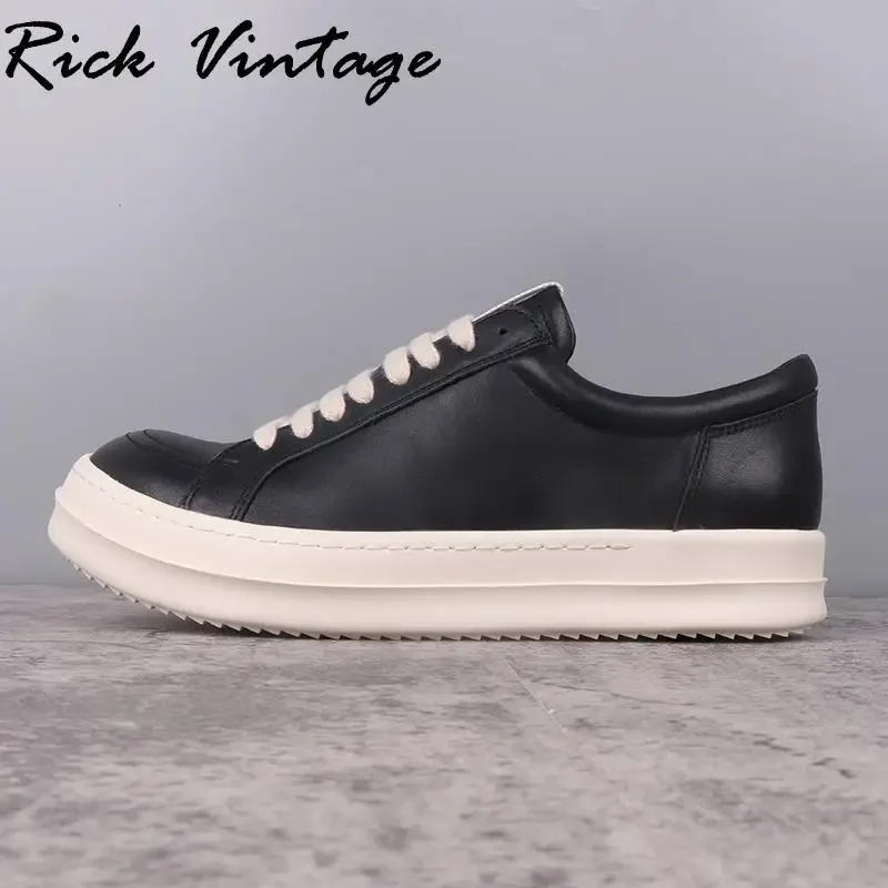 

Rick Vintage Genuine Leather Men Casual Shoes Fashion Thick Sole Sneaker Handmade Design Women Brand Lace Up Flat Shoes Size 46