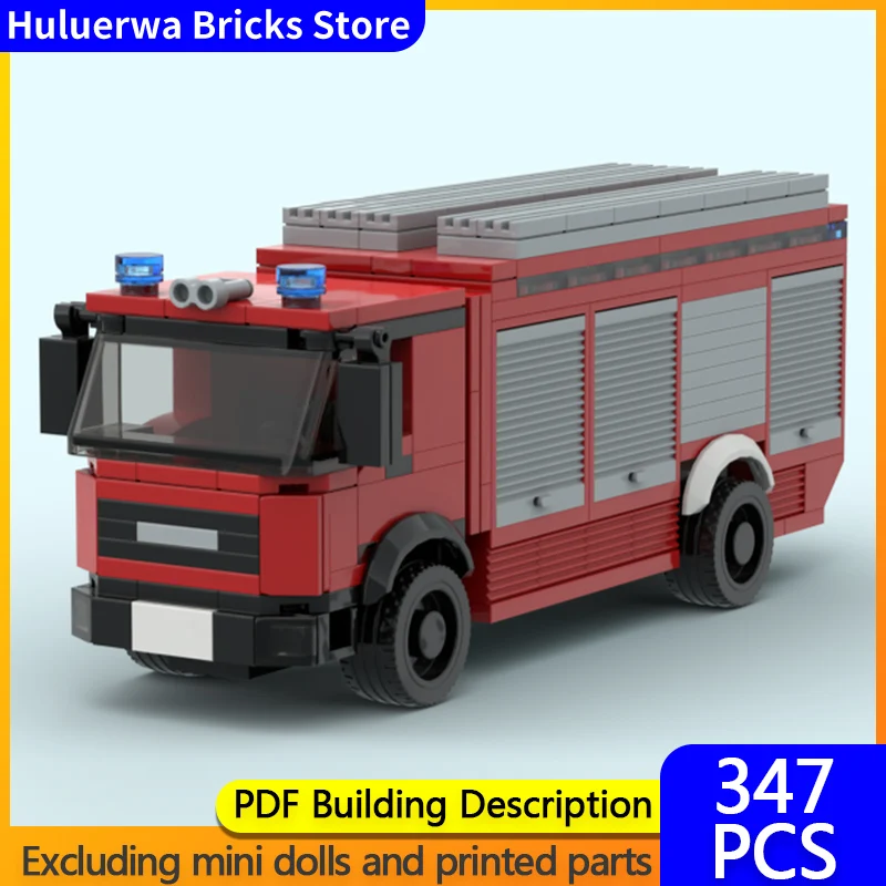 シティカーモデル-moc-組み立てブロック-消防車-モジュール式テクノロジー-子供向けホリデーギフト-組み立ておもちゃセット