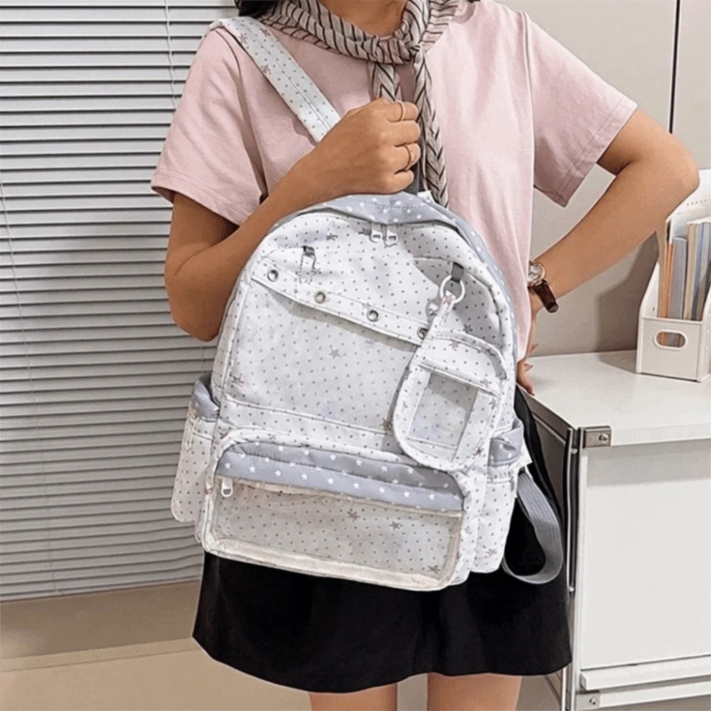 Personality Transparent Polka Dot Backpack Lolita Y2K Student School Bag Itabag Multiple Pockets Display Knapsack Commute