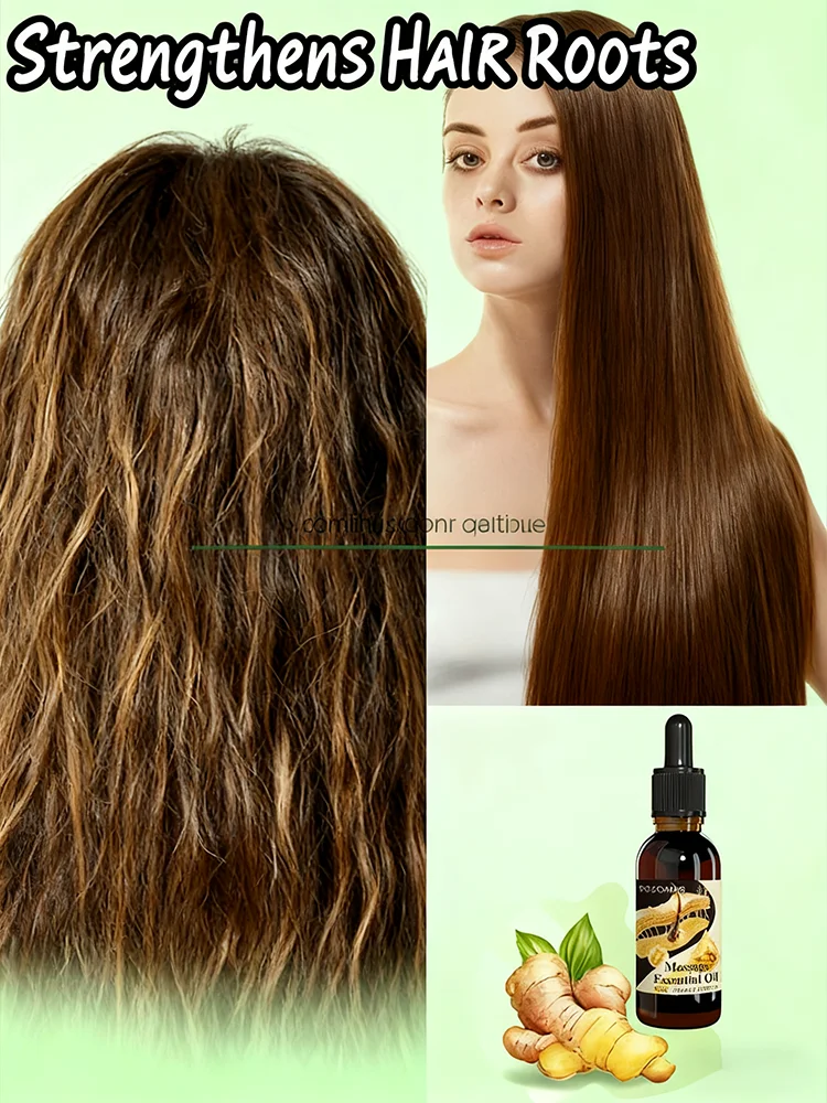 

Ginger extract hair serum 30ml, repairs damaged hair, smooths frizz, sulfate-free formula, suitable for all hair types.