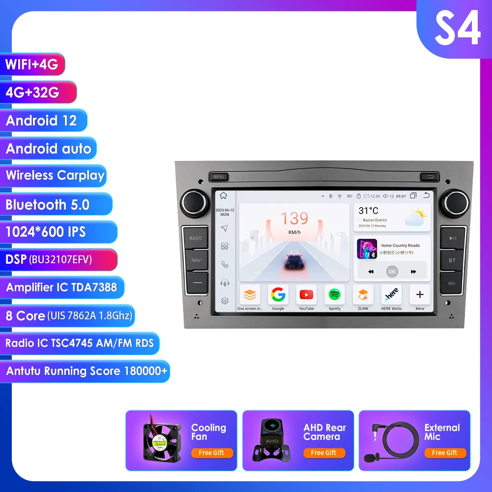 4G Carplay Android 2 Din Auto Gps Speler Voor Opel Astra H J 2004 Vectra Vectra Vauxhall Antara Zafira Corsa C D Vivaro Meriva Veda Radio