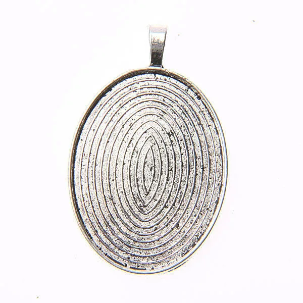 Tibetan Silver Plated Carved Oval Shape 30x40mm Cabochon Settings 2pcs EF3570 Beads for Jewelry Making