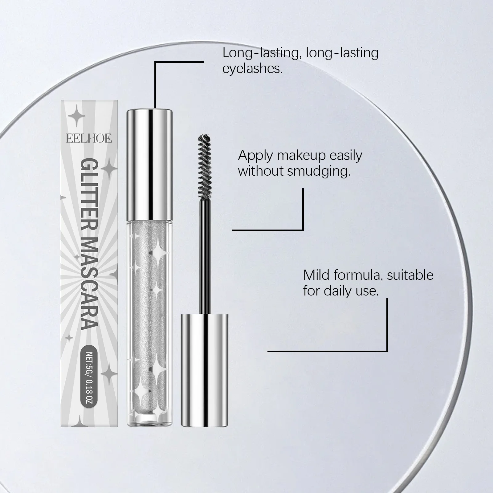 Eelhoe الفضة فلاش ماسكارا كريم أكثر سمكا إطالة تشكيل دائم الضفيرة غير لطخة تجميل ضد الماء أداة رمش الكريمات #1