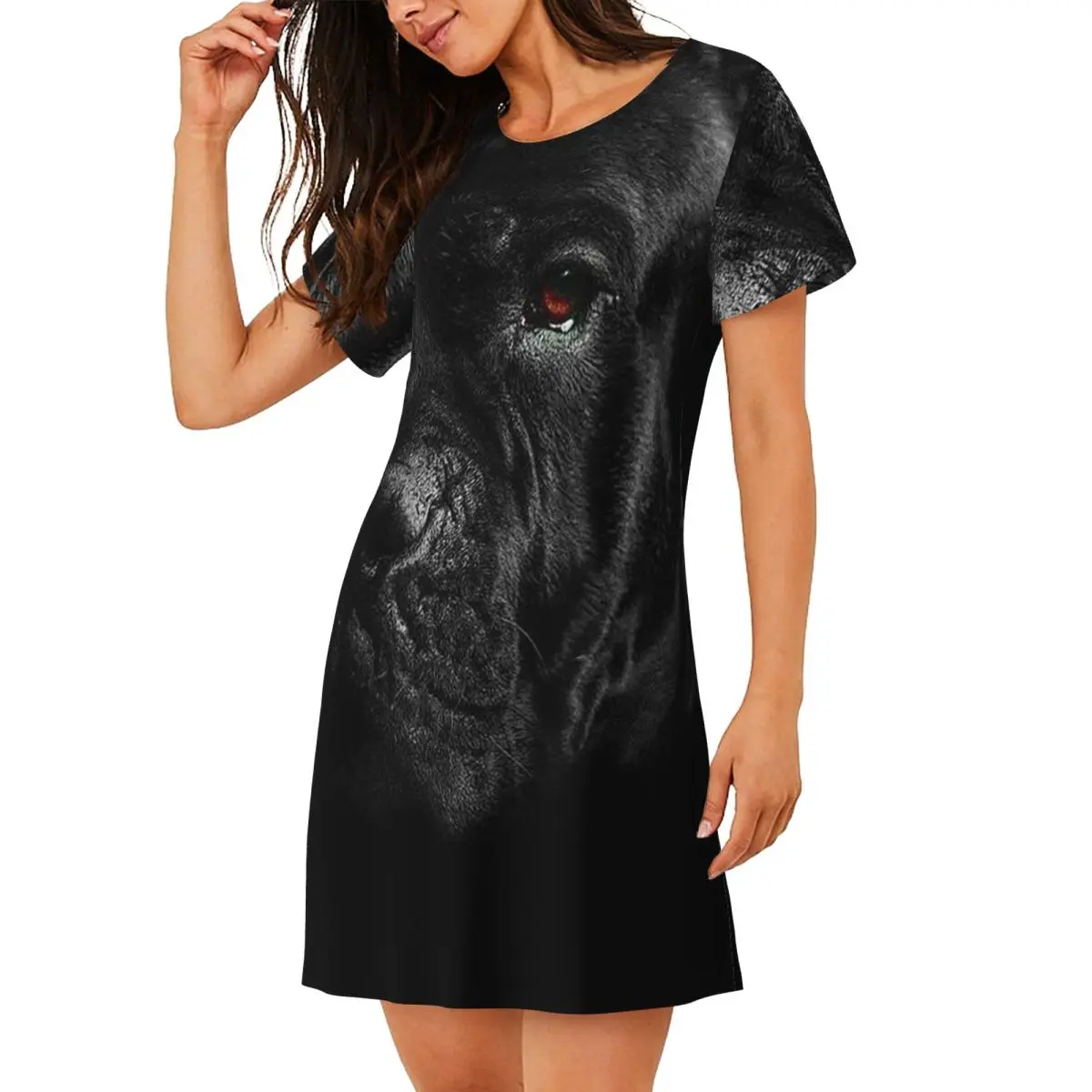 Custom Cane Corso Animal Dog Short Sleeves Nightdress For Sleeping Sleepshirts Women Short Sleeve Nightgowns Soft Pajama Dress