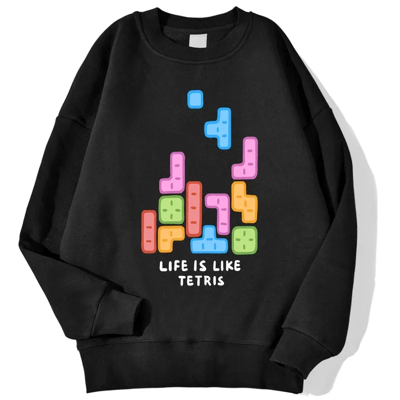 

Game Tetris Cat Creative Print Men Hoody Harajuku Loose Sweatshirt Fashion Fleece Warm Hoodie Vintage Autumn Crewneck Top