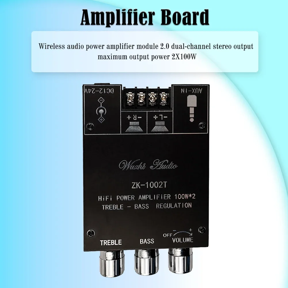 ZK-1002T Bluetooth-Compatible Amplifier HIFI 2.0 Channel 100Wx2 Audio Module Kit