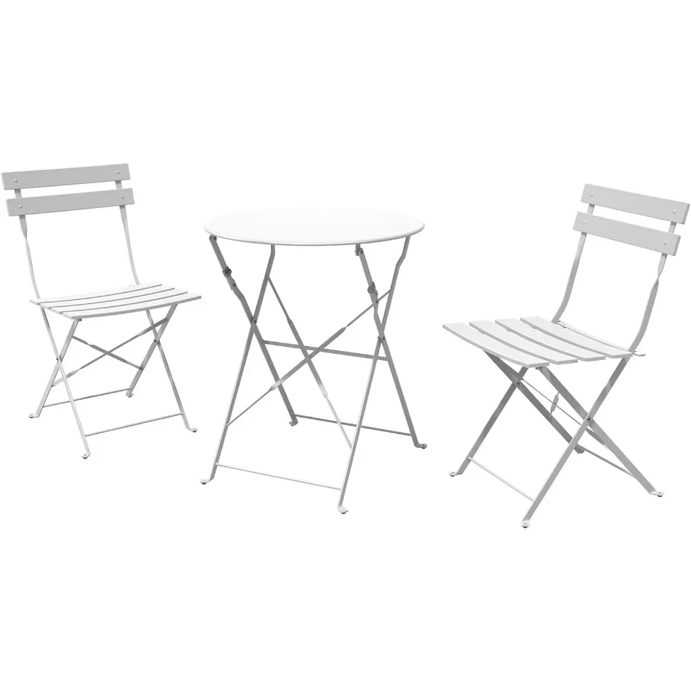 3-Piece Bistro Set Folding Outdoor Furniture Sets With Premium Steel Frame Portable Design for Bistro & Balcony Freight Free