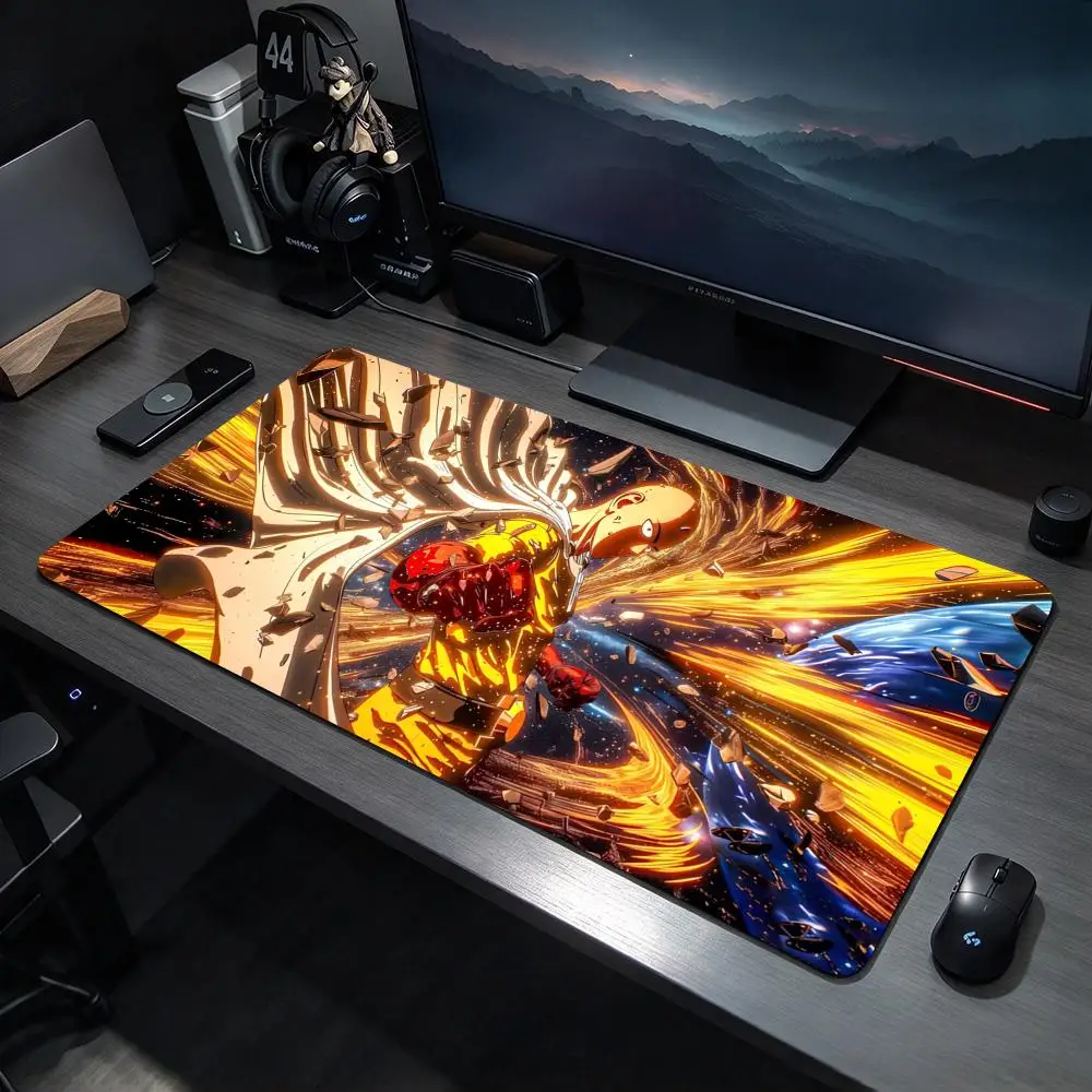 Powerful Anime O-One-Punch Man Mouse Pads Large Gaming Mousepad Desk Mat Non Slip Bottom Featuring Stitched Edges